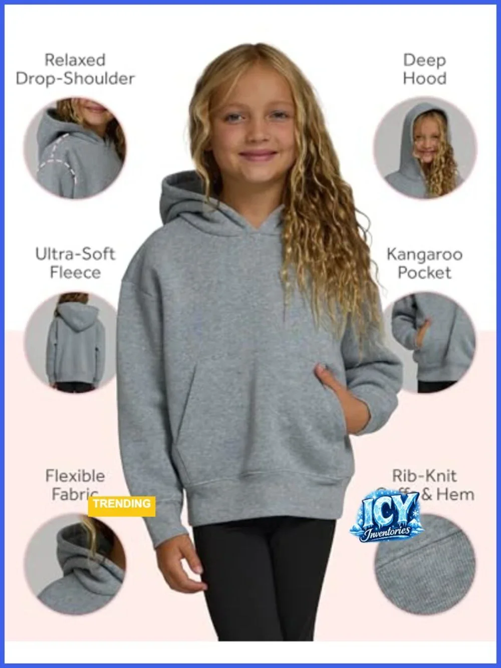 Girls Sweatshirt 3 Pack Fleece Hoodie Crewneck Quarter Zip Pullover